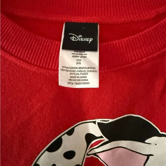 Vintage Disney 101 Dalmatians Colorblock Crewneck Sweatshirt Red Black White - Picture 5 of 5